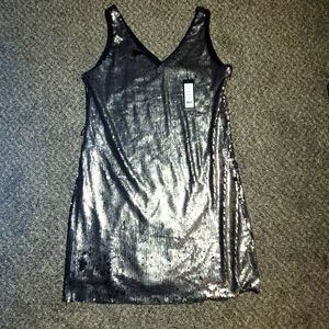 Romeo and Juliet silver sequin black dress size large, nwt $195